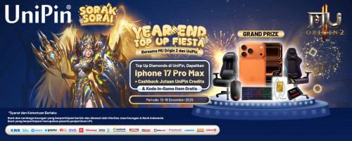 Year End Top Up Fiesta bareng MU Origin 2 dan UniPin, Kesempatan Menang iPhone 17 dan Hadiah Menarik Lainnya!